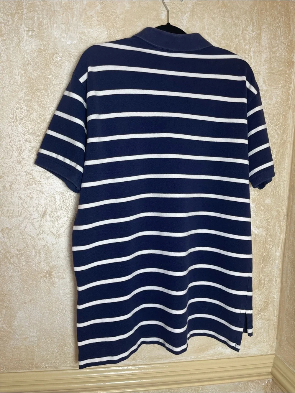 Polo Ralph Lauren Navy White Striped Polo Shirt Men's XL Preppy Coastal Luxury